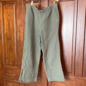 J. Jill New Sage Green Caraway Pockets Cropped 100% Cotton Pants Medium Tall